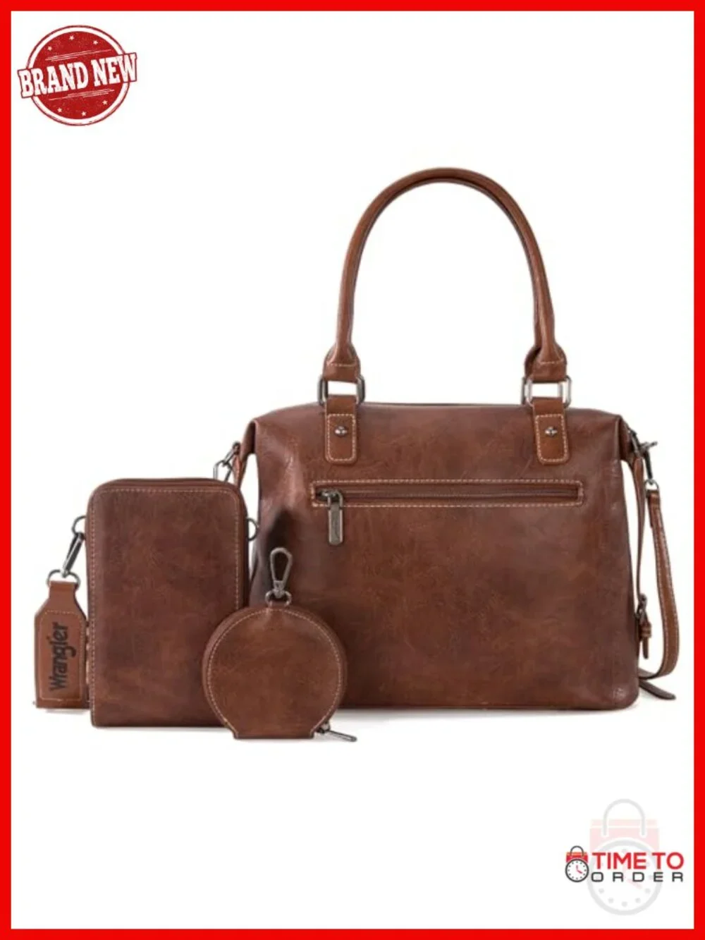 Faux Leather Doctor Bag 3-Piece Set with Top Handle and Detachable Strap